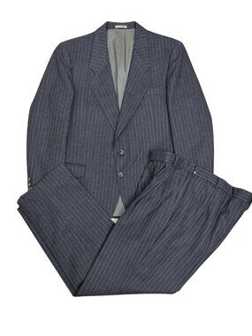 NINO CERRUTI Vintage Suit Luxury Designer Retro Pinstripe Blazer Dress Pants 42S